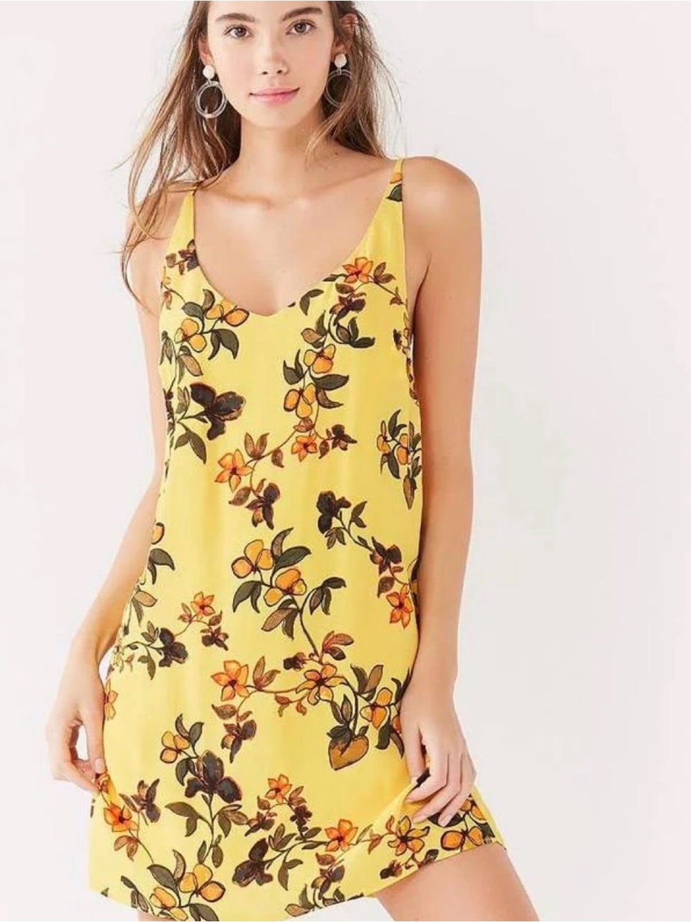 Urban Outfitters Yellow Floral Slip Dress | XS